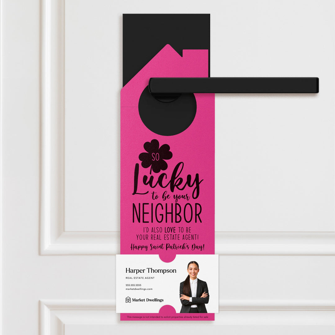 So Lucky to Be Your Neighbor Door Hangers Door Hanger Market Dwellings RAZZLE BERRY