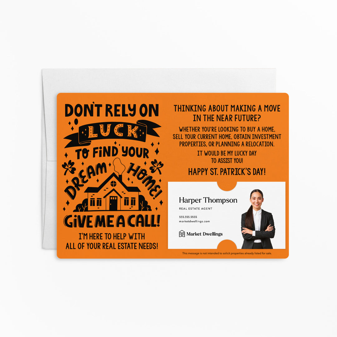 Set of Don't Rely on Luck to Find Your Dream Home St. Patrick's Day Real Estate Mailer | Envelopes Included | SP8-M003 Mailer Market Dwellings CARROT