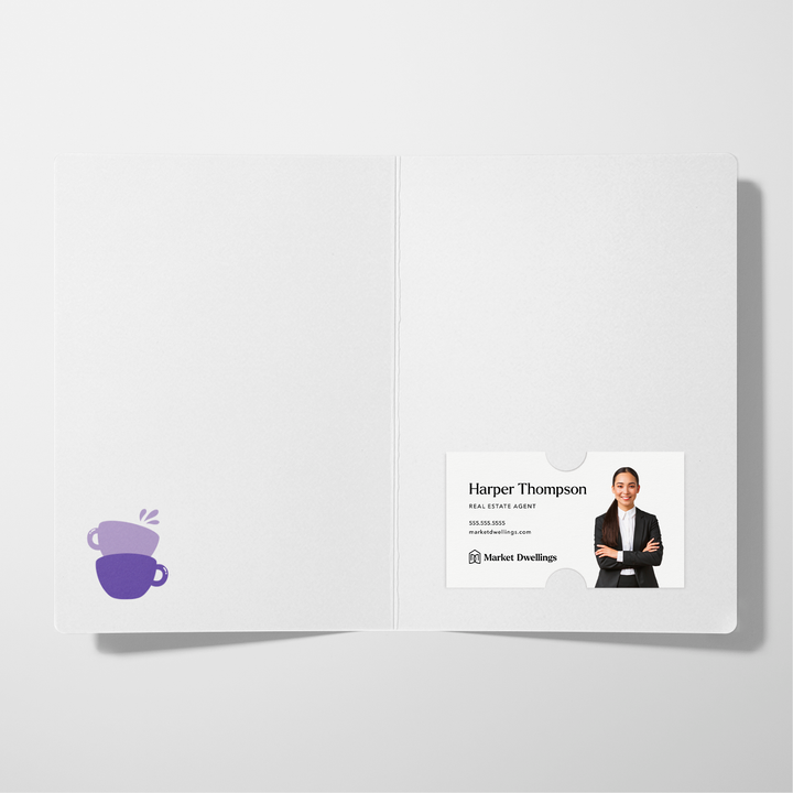 Set of Coffee And Your Referrals Keep My Business Running Greeting Cards | Envelopes Included Greeting Card Market Dwellings