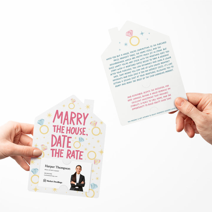 Set of Marry the house, date the rate | Real Estate Mailers | Envelopes Included | M213-M001-AB Mailer Market Dwellings