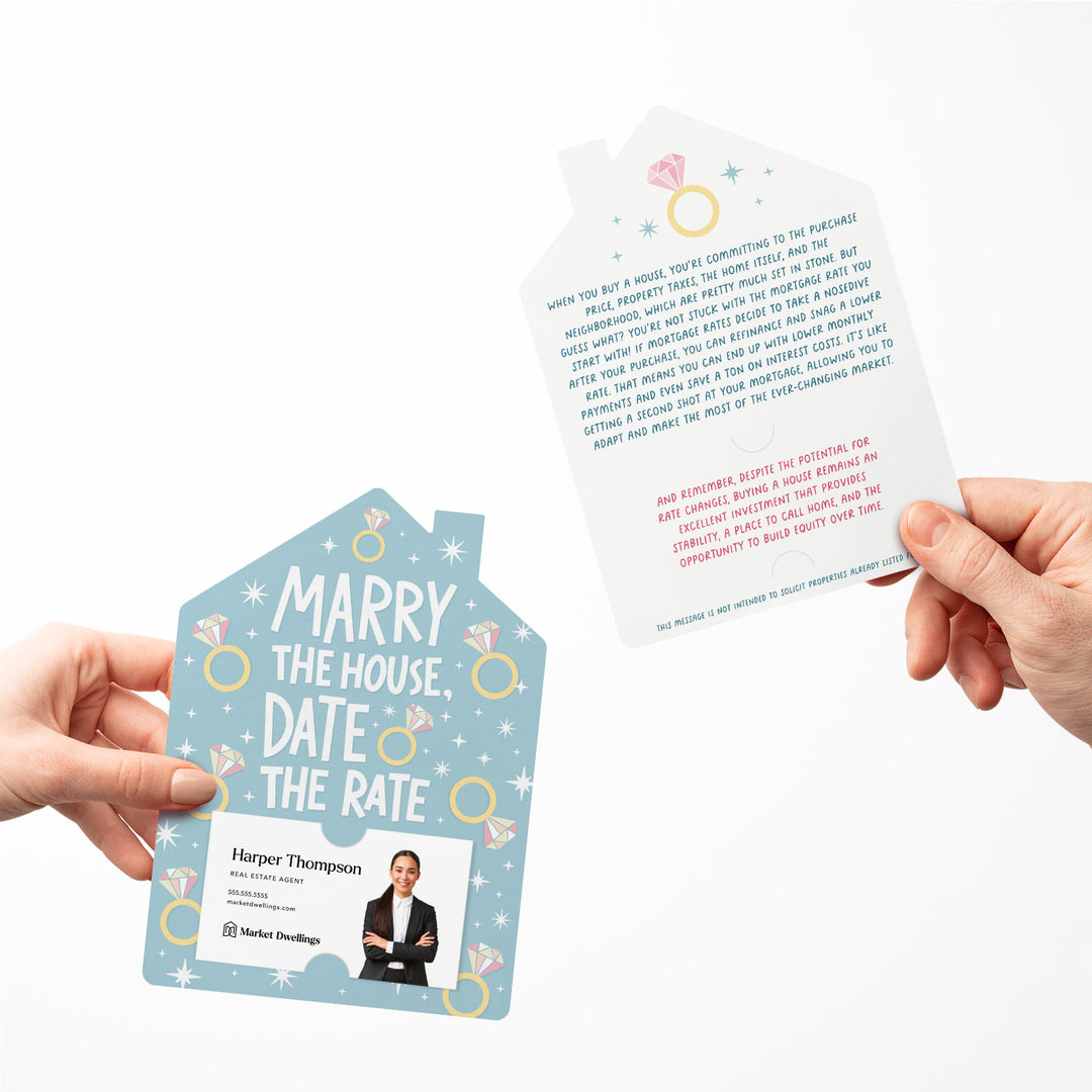 Set of Marry the house, date the rate | Real Estate Mailers | Envelopes Included | M213-M001-AB Mailer Market Dwellings