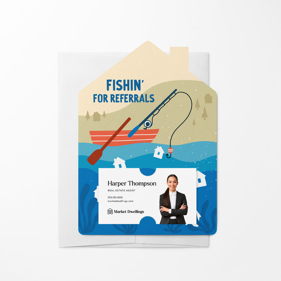 Set of Fishin' For Referrals | Summer Mailers | Envelopes Included | M143-M001 Mailer Market Dwellings