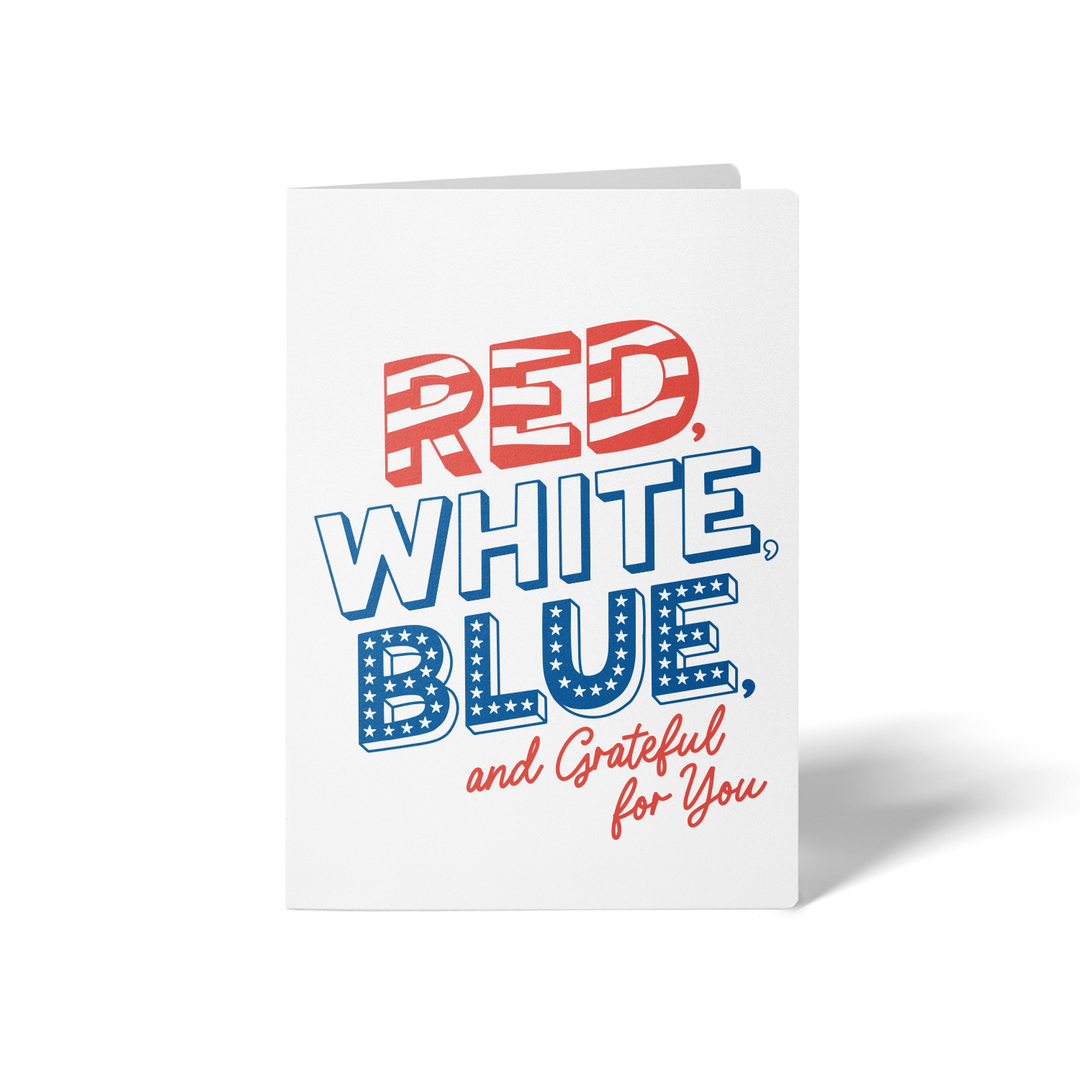 Set of Red, White, Blue, And Grateful For You Greeting Cards | Envelopes Included Greeting Card Market Dwellings WHITE