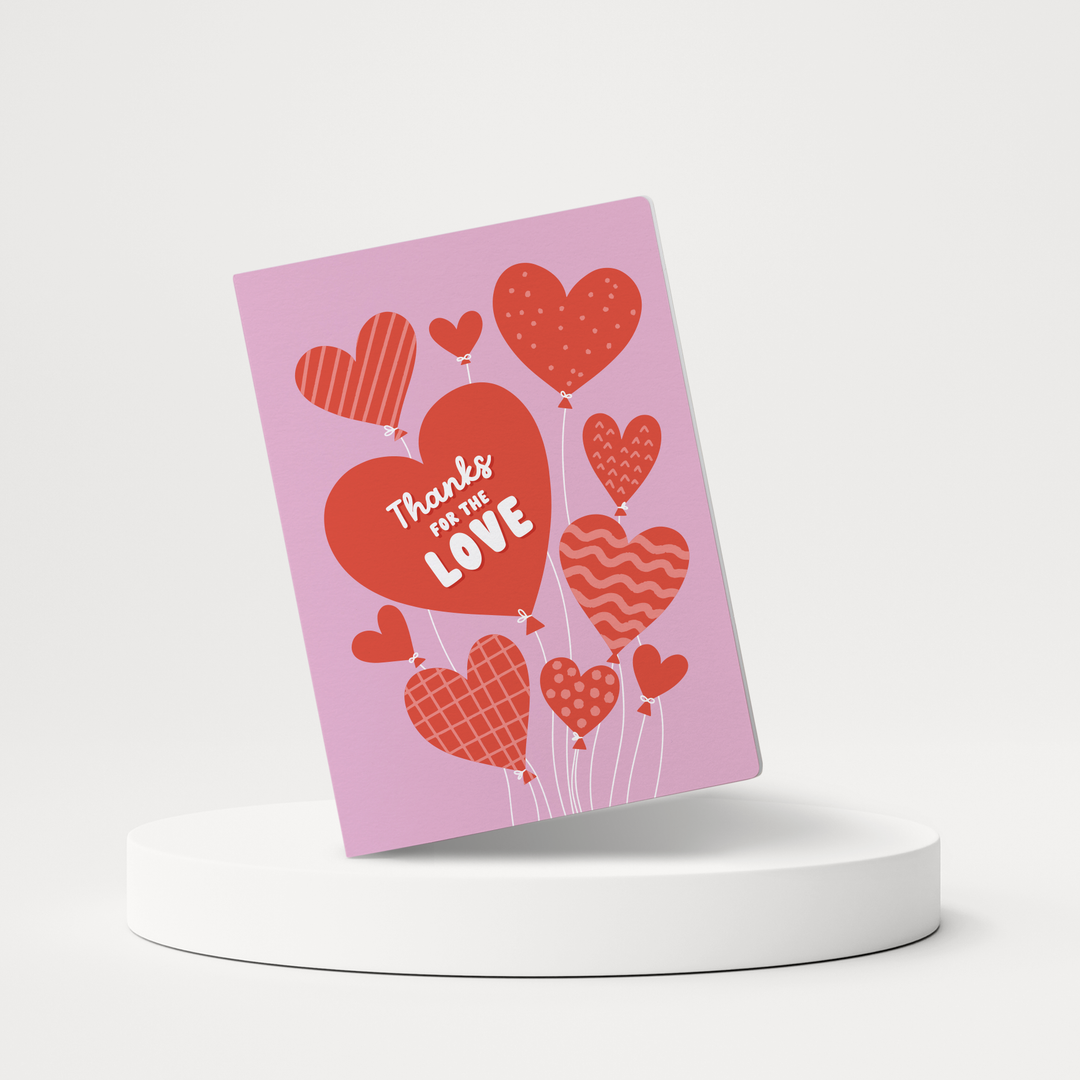 Set of Thanks For The Love | Valentine's Day Greeting Cards | Envelopes Included | 113-GC001-AB Greeting Card Market Dwellings SOFT PINK  