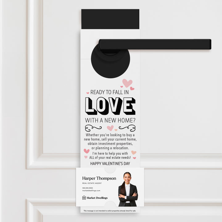 Ready to Fall in Love with a New Home | Valentine's Day Door Hangers | V1-DH001 Door Hanger Market Dwellings