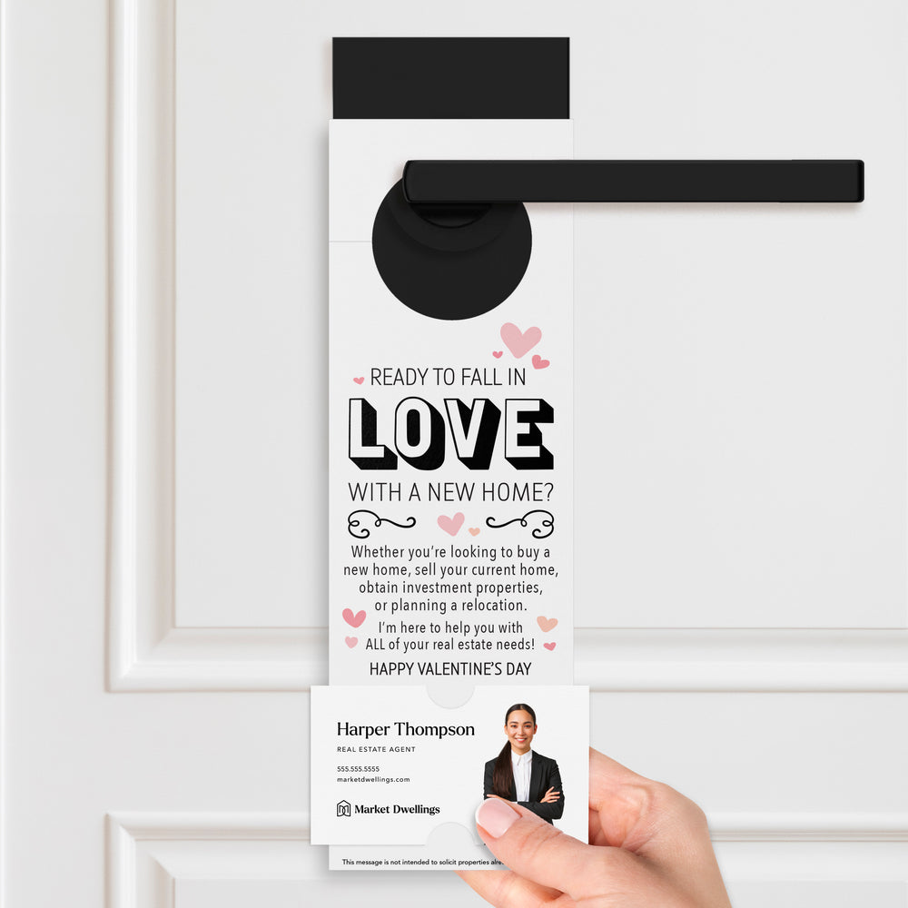 Ready to Fall in Love with a New Home | Valentine's Day Door Hangers | V1-DH001 Door Hanger Market Dwellings