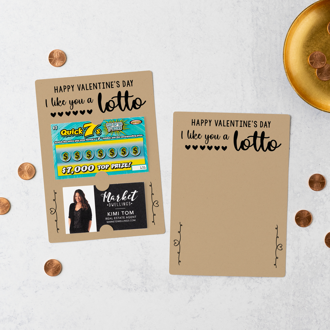Set of I Like You A LOTTO Happy Valentine's Mailers | Envelopes Included | V1-M002 Mailer Market Dwellings KRAFT  