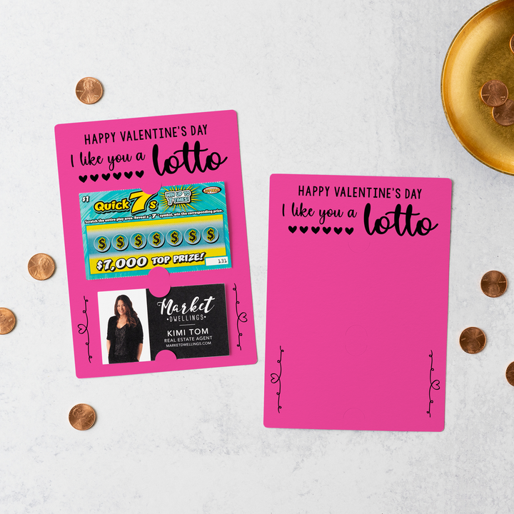 Set of I Like You A LOTTO Happy Valentine's Mailers | Envelopes Included | V1-M002 Mailer Market Dwellings RAZZLE BERRY  