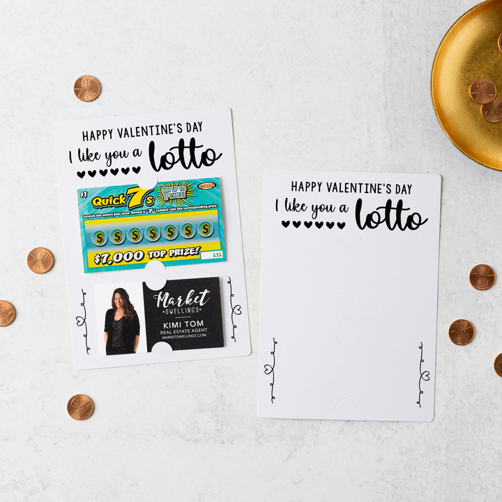 Set of I Like You A LOTTO Happy Valentine's Mailers | Envelopes Included | V1-M002 Mailer Market Dwellings WHITE  