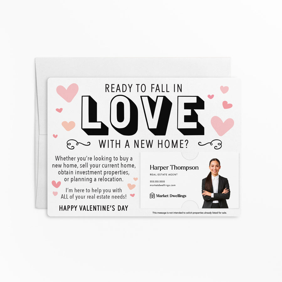 Set of "Ready to Fall in Love with a New Home" Valentine's Mailer | Envelopes Included | V1-M003 Mailer Market Dwellings