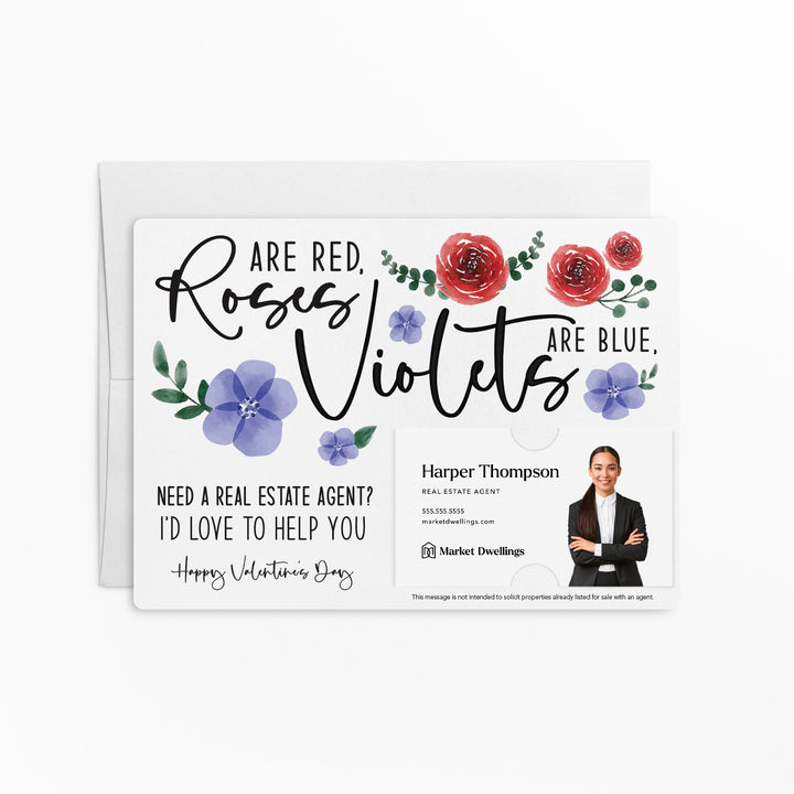 Set of "Roses are Red, Violets are Blue" Real Estate Agent Valentine's Day Mailers | Envelopes Included | V2-M003 Mailer Market Dwellings