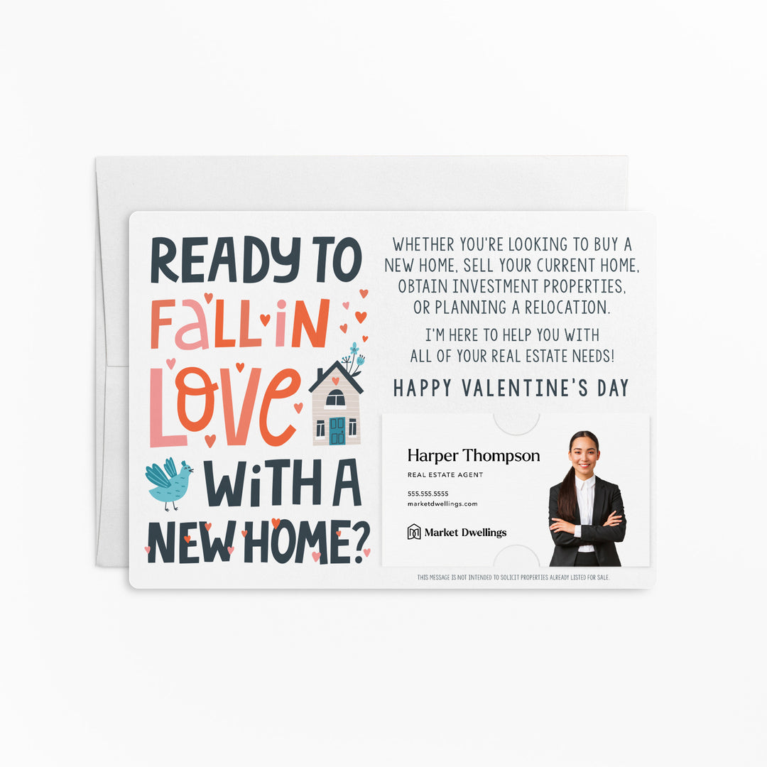 Set of "Ready to Fall in Love with a New Home?" Real Estate Agent Valentine's Day Mailers | Envelopes Included | V3-M003 Mailer Market Dwellings