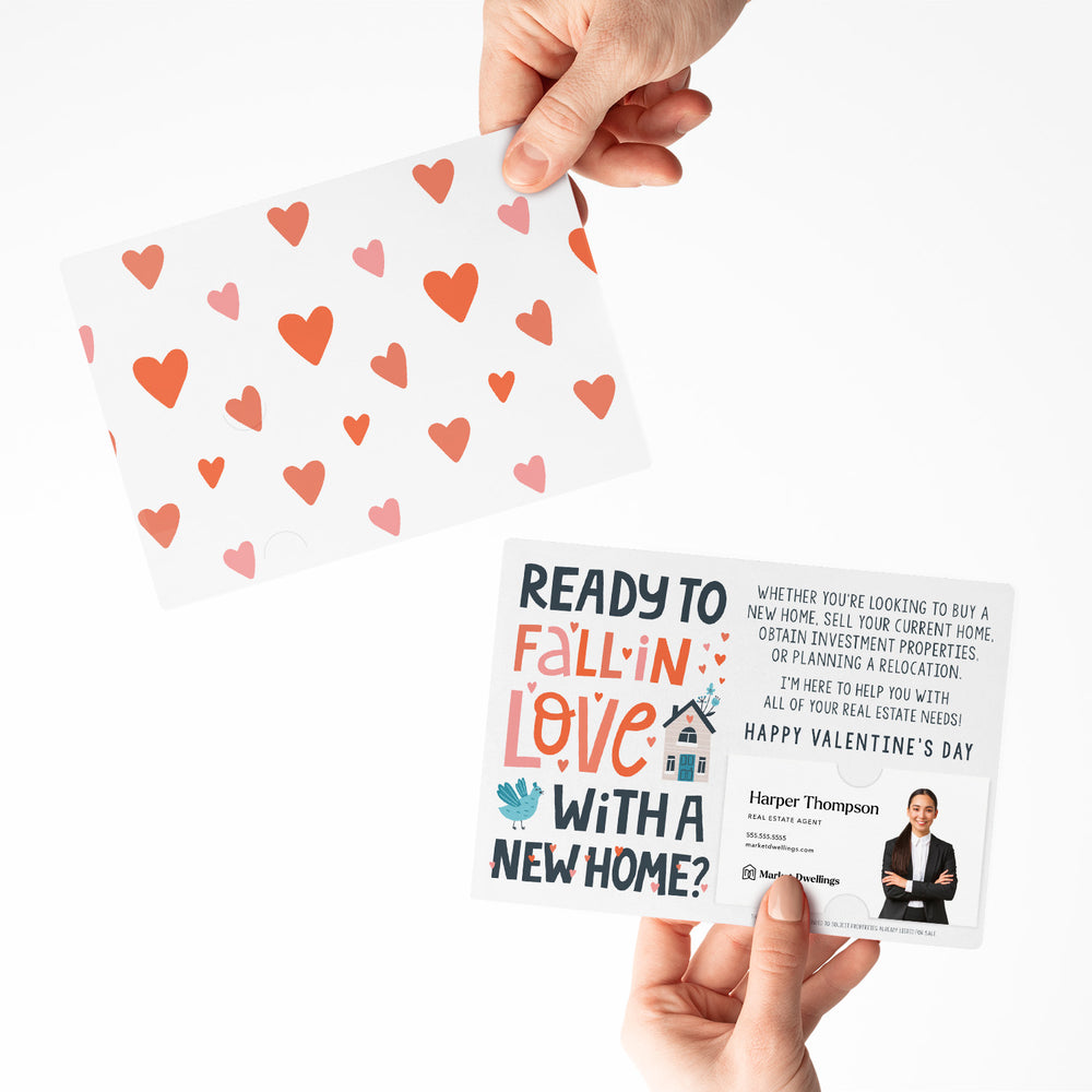 Set of "Ready to Fall in Love with a New Home?" Real Estate Agent Valentine's Day Mailers | Envelopes Included | V3-M003 Mailer Market Dwellings