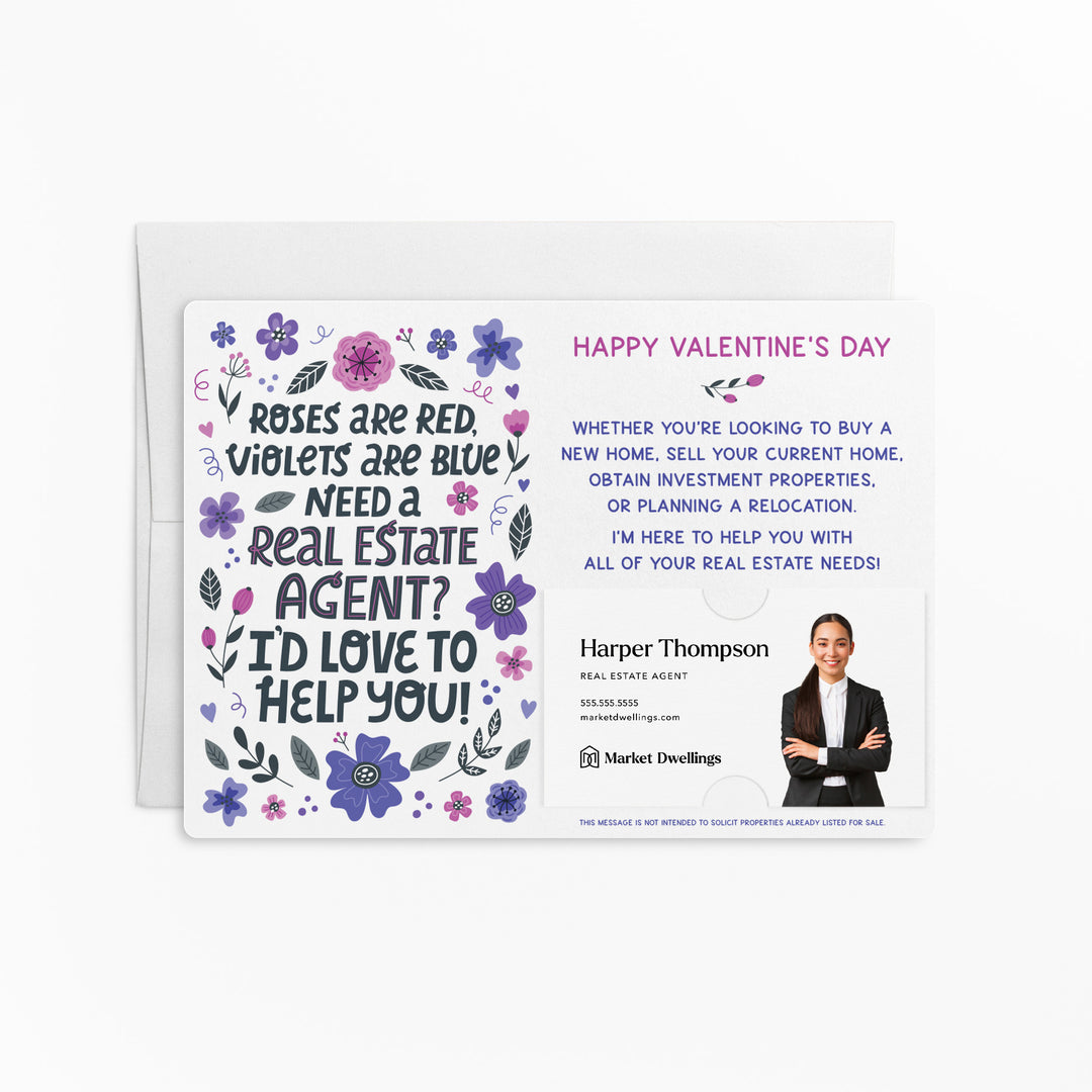 Set of "Roses are Red, Violets are Blue" Real Estate Agent Valentine's Day Mailers | Envelopes Included | V5-M003 Mailer Market Dwellings