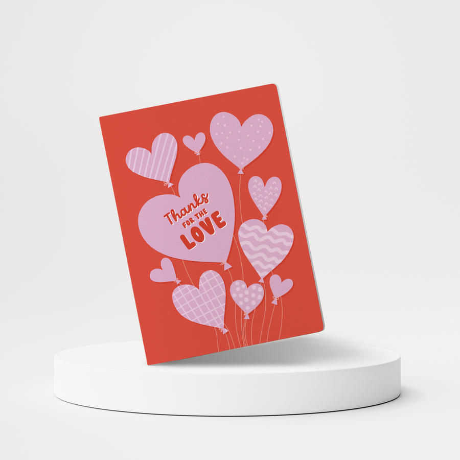 Set of Thanks For The Love | Valentine's Day Greeting Cards | Envelopes Included | 113-GC001-AB Greeting Card Market Dwellings TOMATO RED  