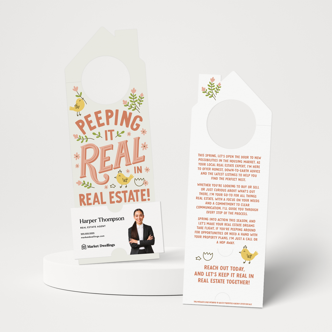 Peeping It Real In Real Estate! | Easter Spring Door Hangers | 345-DH002 Door Hanger Market Dwellings   