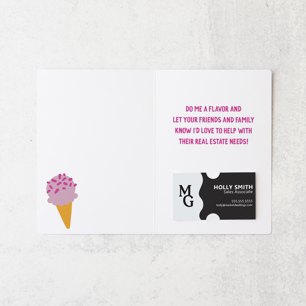 Set of I scream for your referrals! | Greeting Cards | Envelopes Included | 75-GC001-AB-STRAW Greeting Card Market Dwellings   