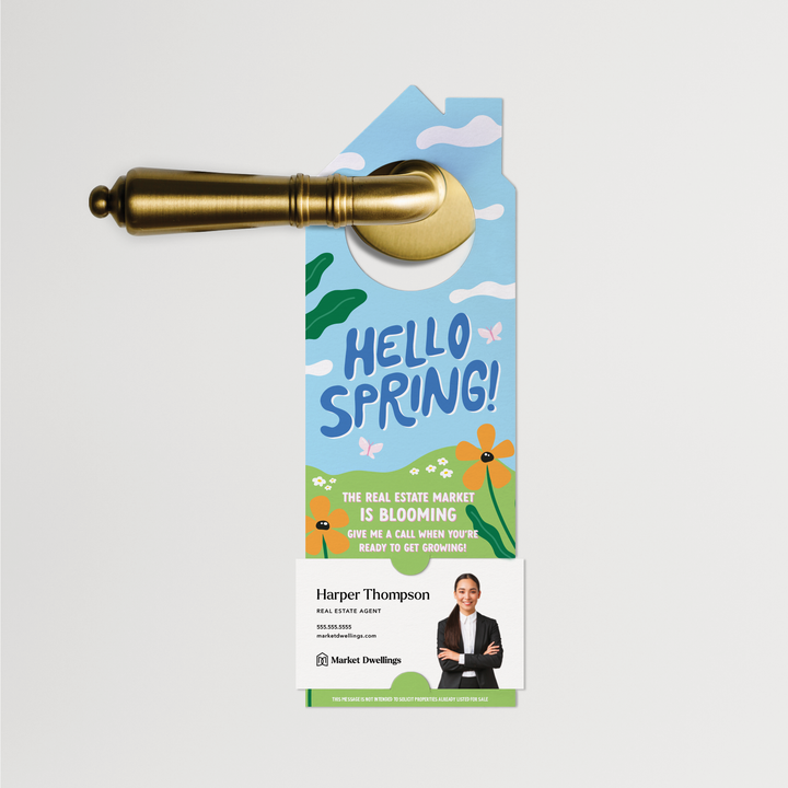 Hello Spring! | Spring Door Hangers | 341-DH002 Door Hanger Market Dwellings   