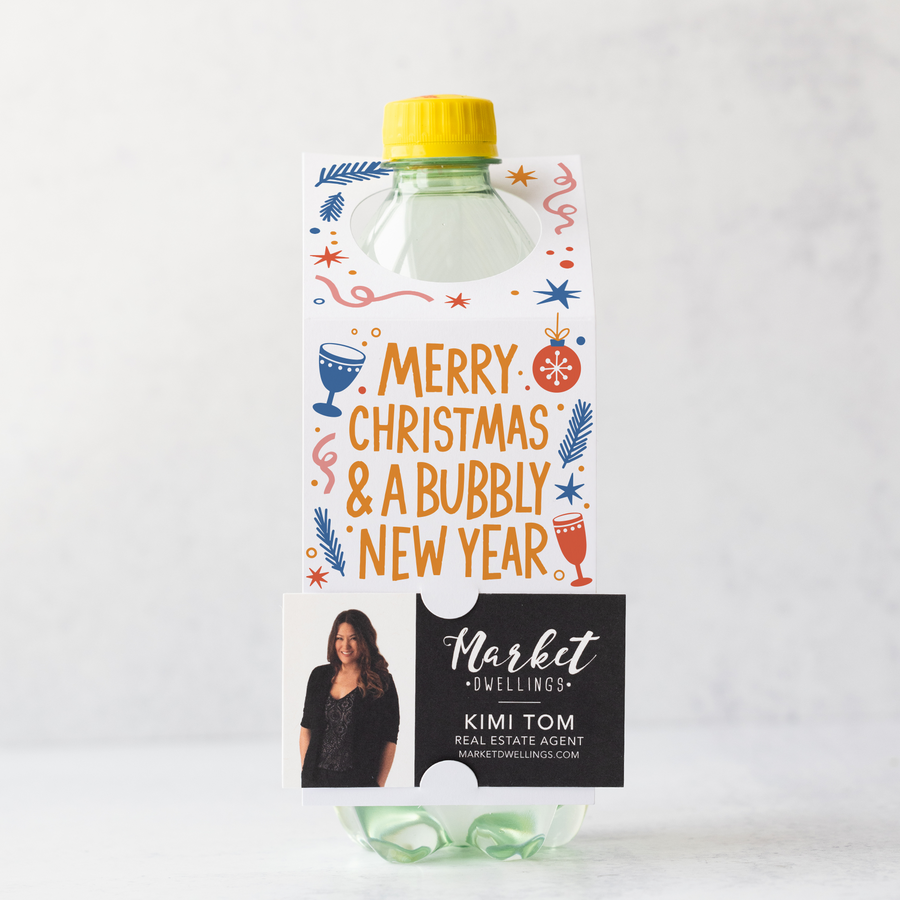 Merry Christmas and a Bubbly New Year | Christmas New Year Bottle Tags | 74-BT001 Bottle Tag Market Dwellings   