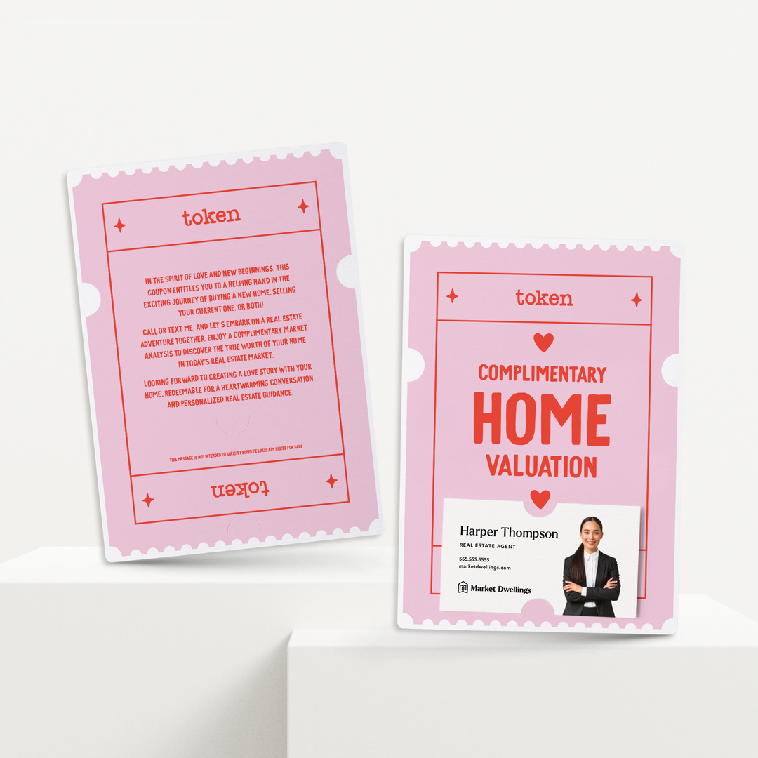 Set of Complimentary Home Valuation Token | Valentine's Day Mailers | Envelopes Included | M18-M007-AB Mailer Market Dwellings SOFT PINK  