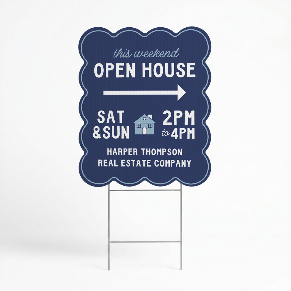 Wavy Open House Real Estate Yard Sign
