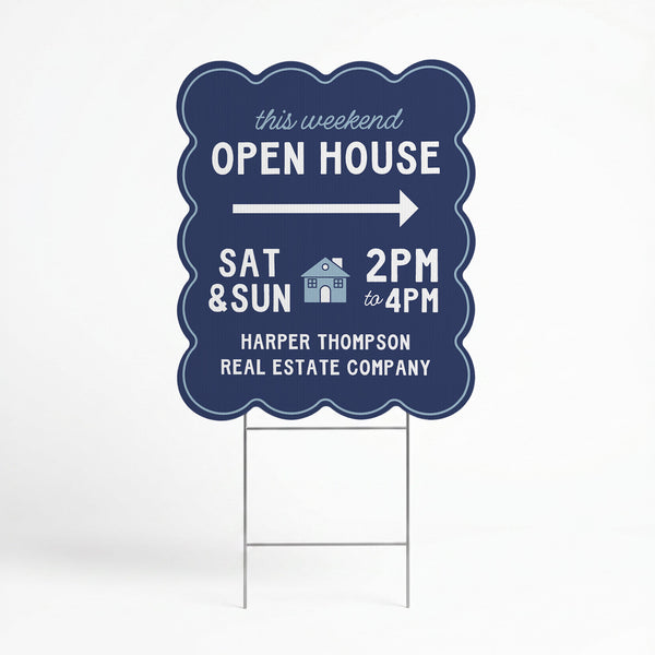 Wavy Open House Real Estate Yard Sign