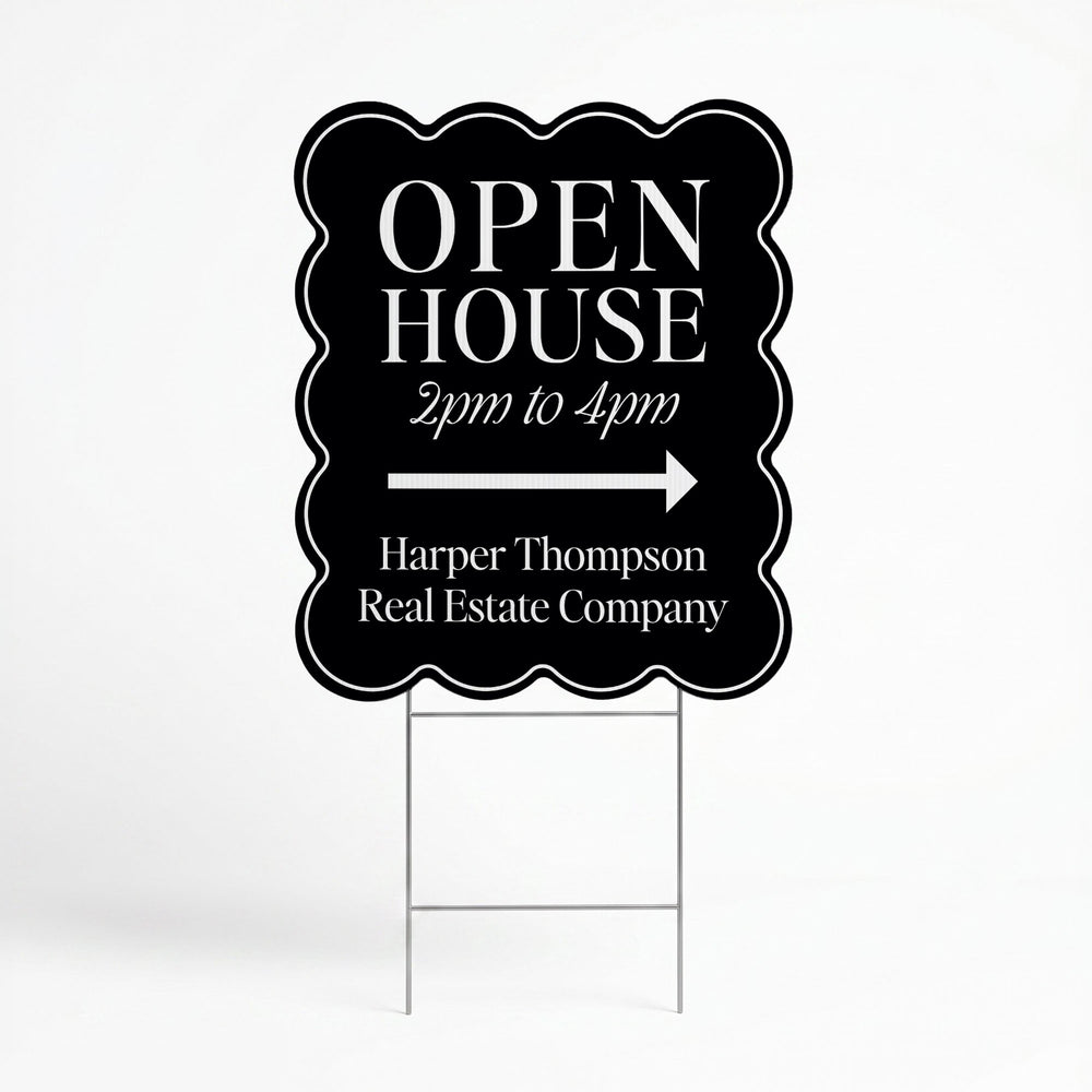 Wavy Open House Real Estate Yard Sign