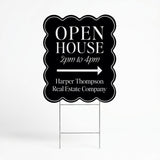 Wavy Open House Real Estate Yard Sign