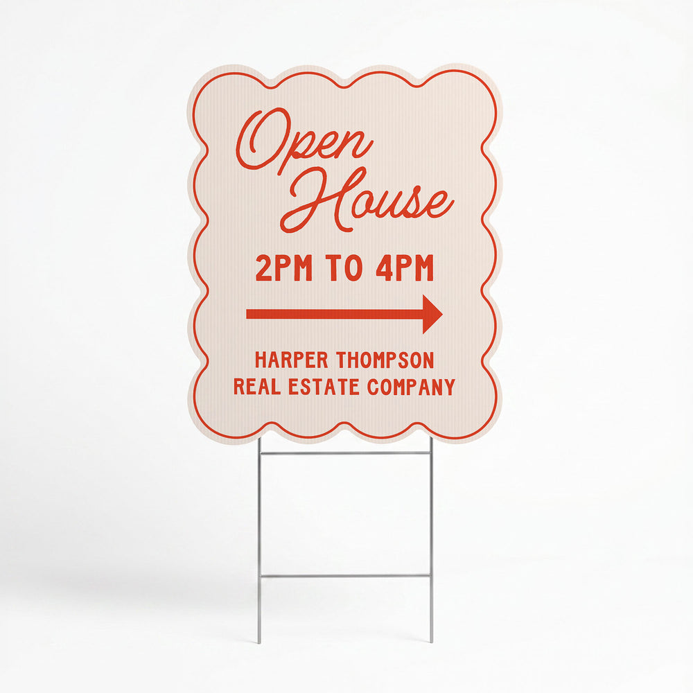 Wavy Open House Real Estate Yard Sign