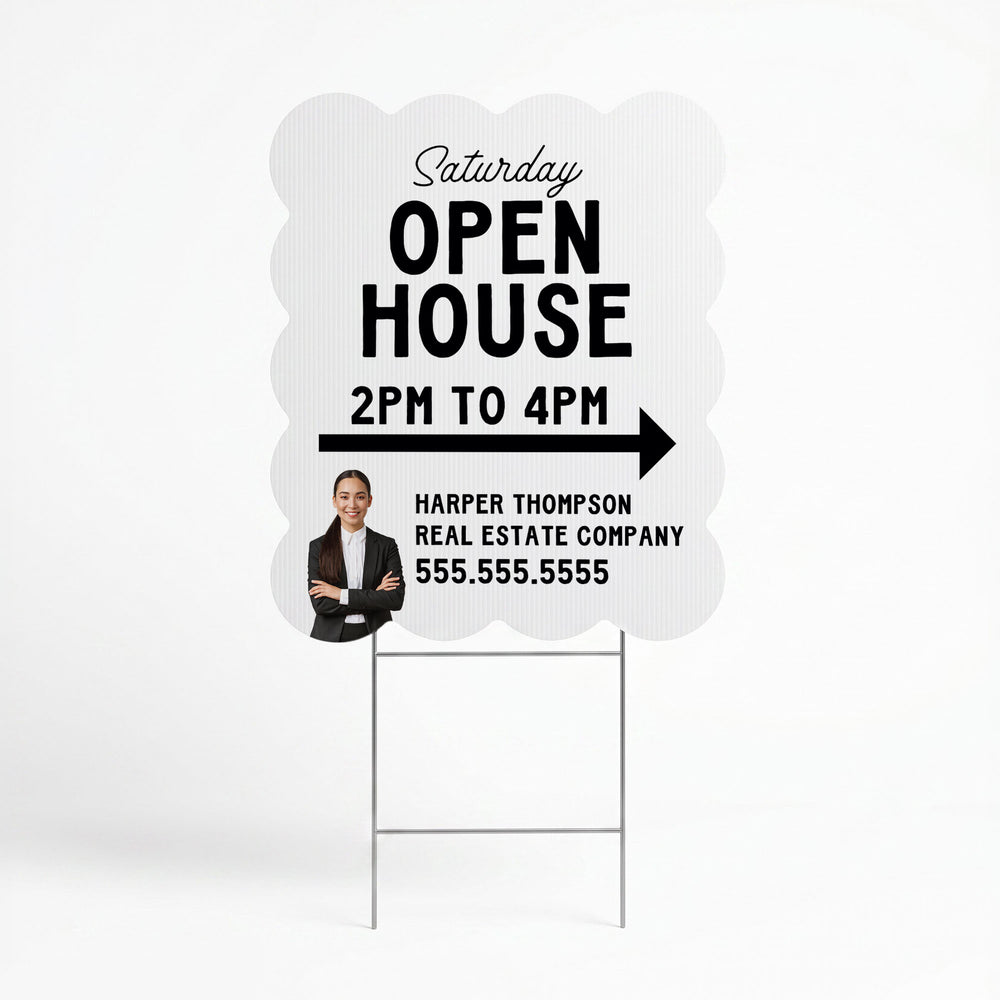 Wavy Open House Real Estate Yard Sign