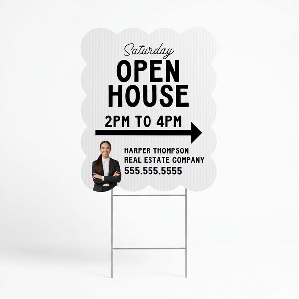 Wavy Open House Real Estate Yard Sign