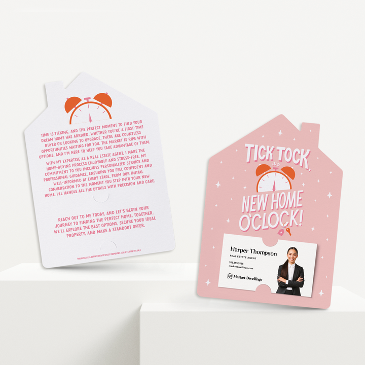 Set of Tick Tock, It's New Home O'Clock! | Mailers | Envelopes Included | M292-M001-AB Mailer Market Dwellings SOFT PINK  