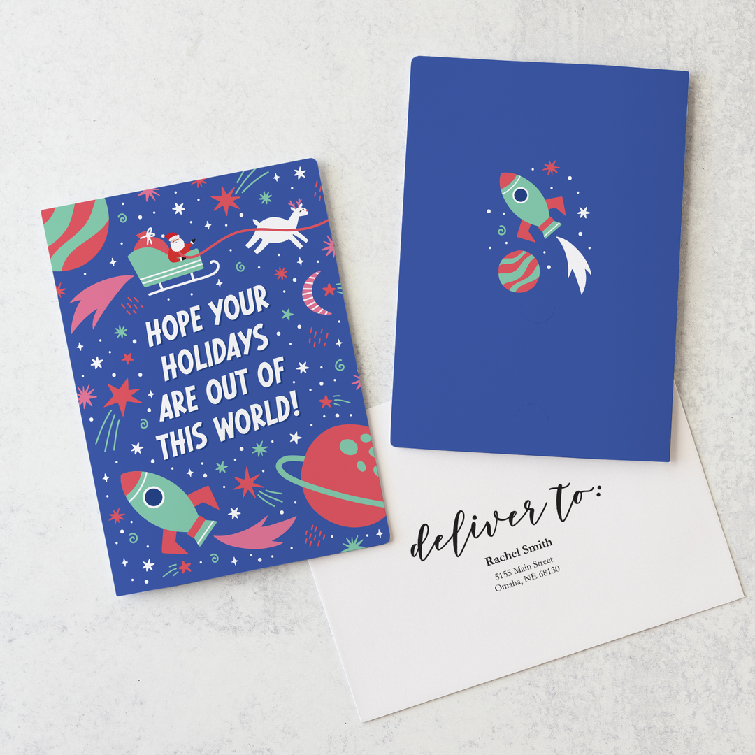 Set of Hope your Christmas is out of this World!  | Christmas Greeting Cards | Envelopes Included | 97-GC001 Greeting Card Market Dwellings   