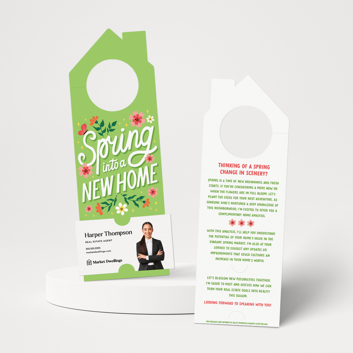 Spring Into A New Home | Door Hangers | 346-DH002 Door Hanger Market Dwellings   