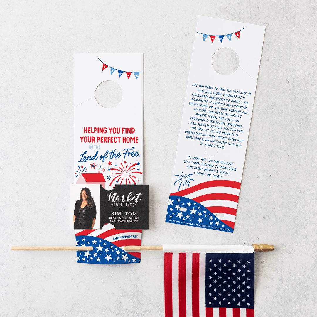 Helping You Find The Perfect Home | Flag Holder Real Estate Door Hangers | 18-DH004 - Market Dwellings