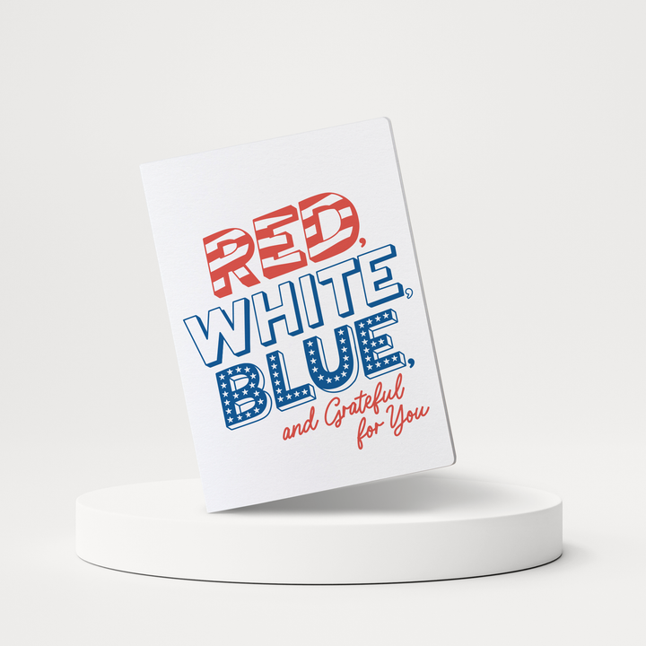 Set of Red, White, Blue, And Grateful For You | 4th Of July Greeting Cards | Envelopes Included | 132-GC001-AB Greeting Card Market Dwellings WHITE  