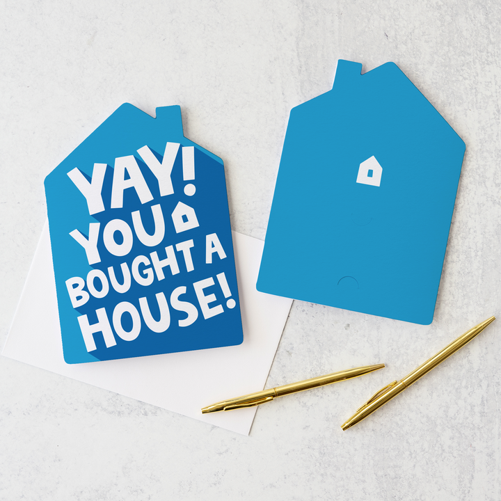 Set of Yay! You bought a House! | Greeting Cards | Envelopes Included | 172-GC002-AB Greeting Card Market Dwellings BRIGHT BLUE  