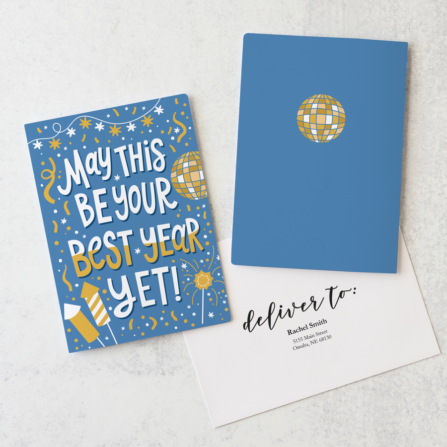 Set of May This Be Your Best Year Yet! | New Year Greeting Cards | Envelopes Included | 104-GC001-AB Greeting Card Market Dwellings COOL BLUE  
