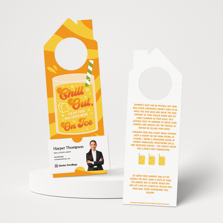 Chill Out, I’ve Got Your Real Estate Needs On Ice | Summer Door Hangers | 360-DH002 Door Hanger Market Dwellings   