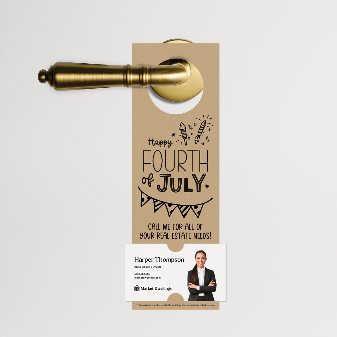 Happy Fourth of July | Real Estate Door Hangers | 17-DH001 Door Hanger Market Dwellings KRAFT  