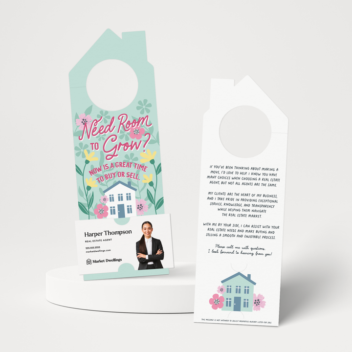 Need Room To Grow? Now Is A Great Time To Buy Or Sell. | Real Estate Door Hangers | 175-DH002 Door Hanger Market Dwellings   