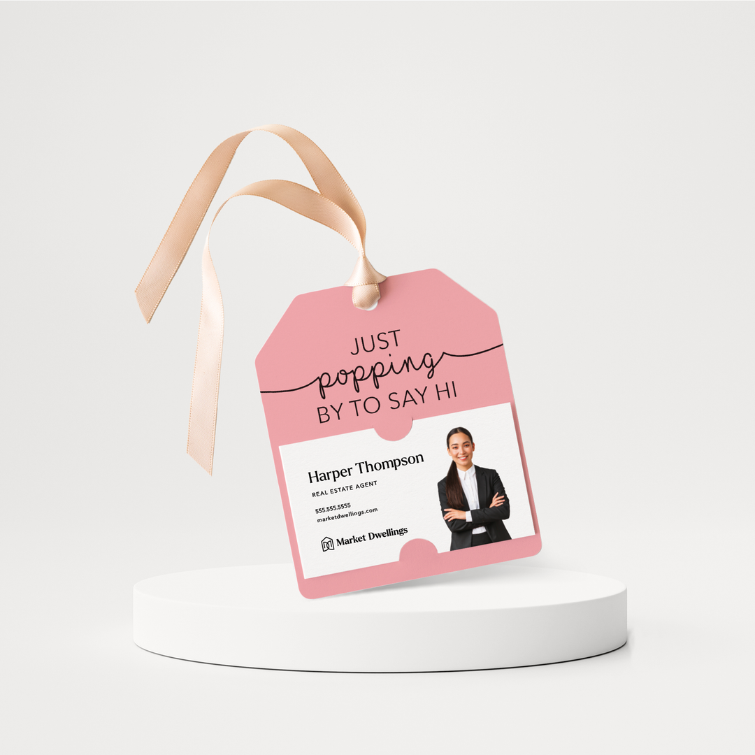 Just Popping By To Say Hi | Pop By Gift Tags | 22-GT001 Gift Tag Market Dwellings LIGHT PINK  
