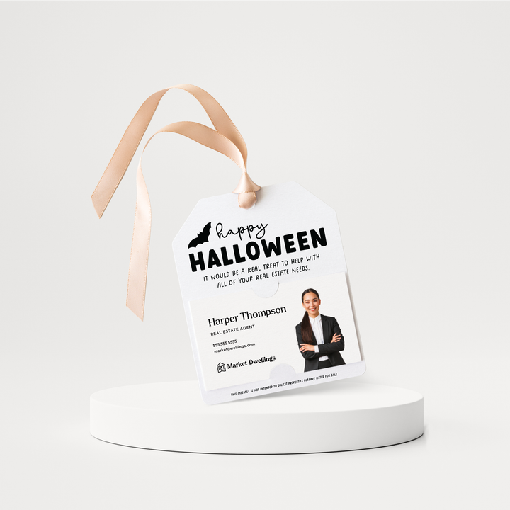 Happy Halloween | Real Estate Gift Tags | 140-GT001 Gift Tag Market Dwellings WHITE  