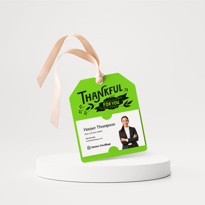 Thankful for you | Fall Thanksgiving Gift Tags | 147-GT001 Gift Tag Market Dwellings GREEN APPLE  