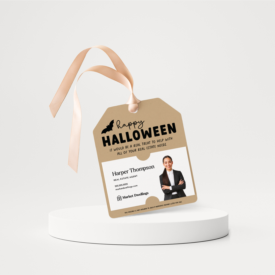 Happy Halloween | Real Estate Gift Tags | 140-GT001 Gift Tag Market Dwellings KRAFT  