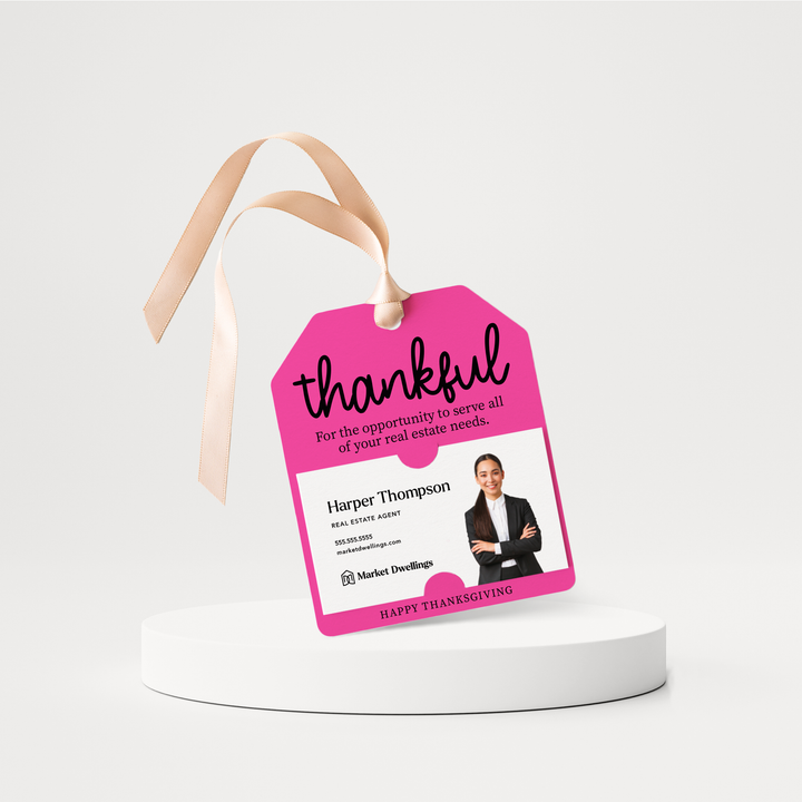 Thankful Real Estate | Happy Thanksgiving | Pop By Gift Tags | 35-GT001 Gift Tag Market Dwellings RAZZLE BERRY  