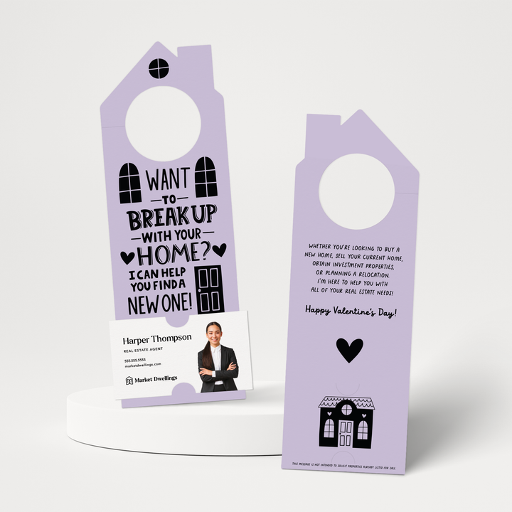 Want To Break Up With Your Home? I Can Help You Find A New One! | Valentine's Day Door Hangers | 150-DH002 Door Hanger Market Dwellings LIGHT PURPLE  