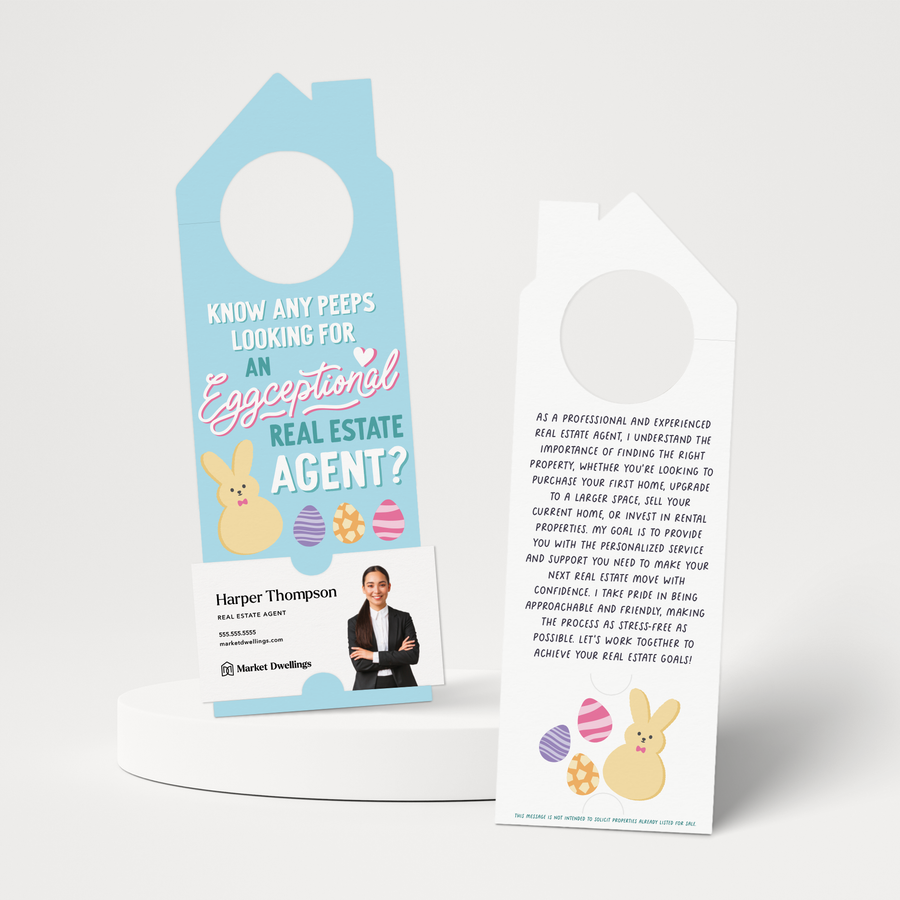 Know Any Peeps Looking For An Eggceptional Real Estate Agent? | Easter Spring Door Hangers | 170-DH002 Door Hanger Market Dwellings   
