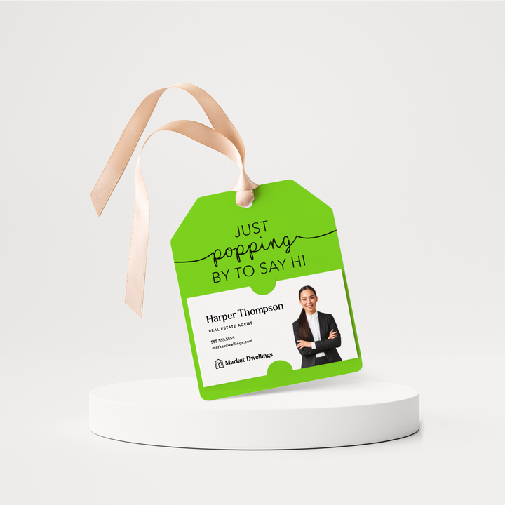 Just Popping By To Say Hi | Pop By Gift Tags | 22-GT001 Gift Tag Market Dwellings GREEN APPLE  