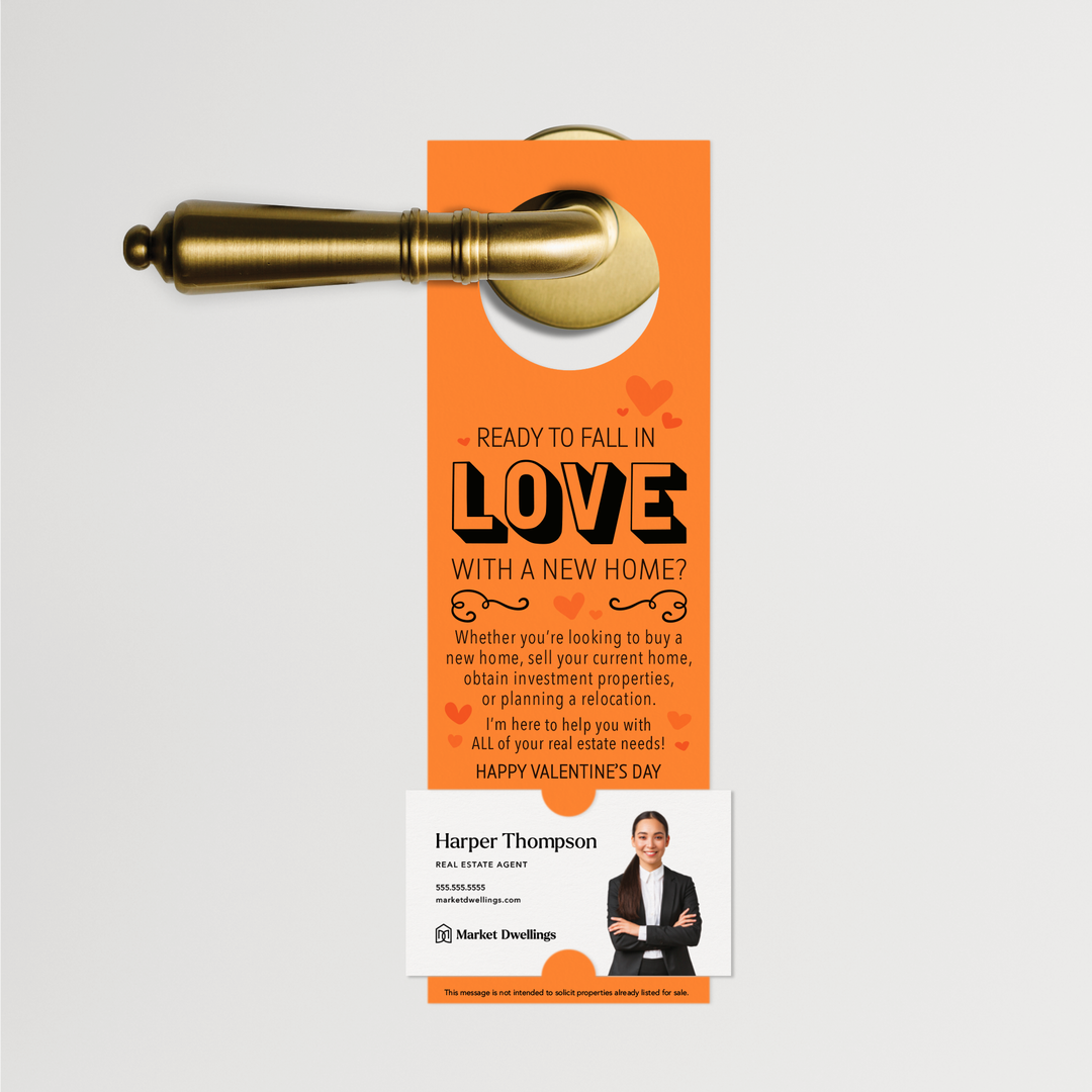 Ready to Fall in Love with a New Home | Valentine's Day Door Hangers | V1-DH001 Door Hanger Market Dwellings CARROT  